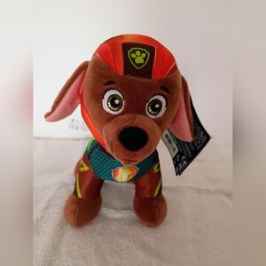 Nickelodeon Paw Patrol Aqua Pup Zuma Brown and Red Stuffed Dog